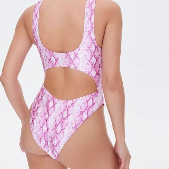 PINK SNAKE PRINT ONE PIECE SWIMSUIT - Picture 6 of 6
